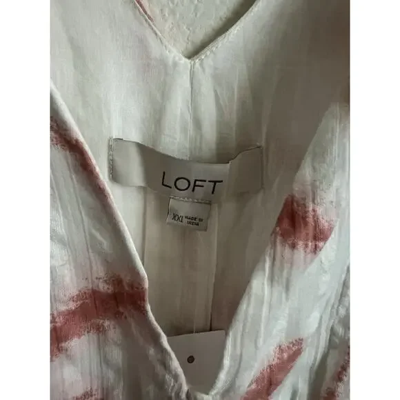 LOFT ANN TAYLOR Dress Star Dye Print Tiered V Neck Size XXL NWT - Picture 4 of 8